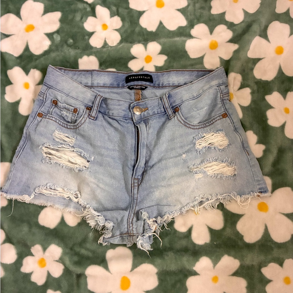 Aeropostale Light Blue Ripped Jean Shorts